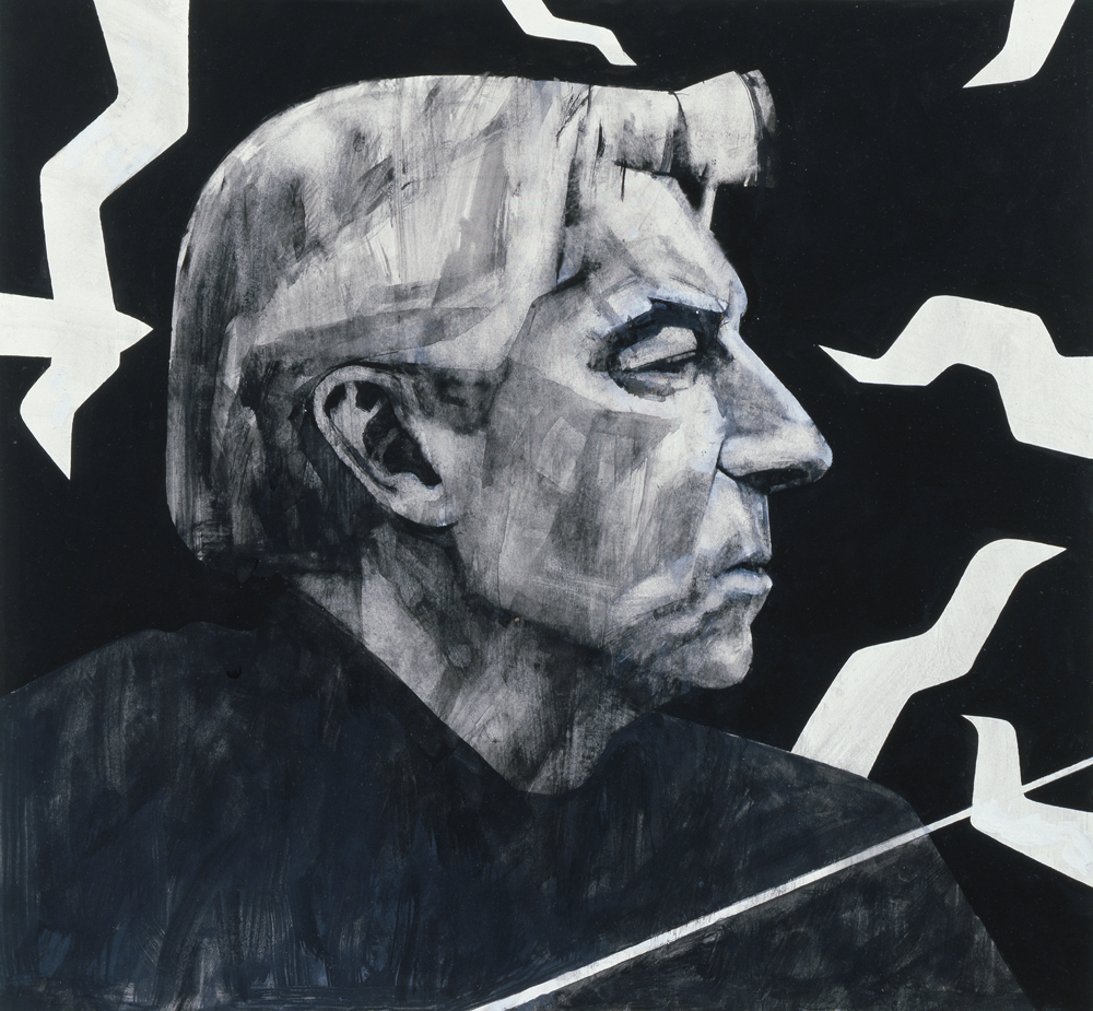 Portrait of Herbert von Karajan, illustration for The Sunday Times, 1970s from Barry  Fantoni