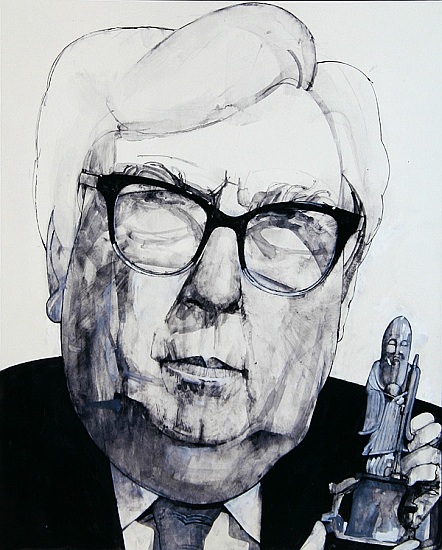 Portrait of Arthur Negus, illustration for The Listener, 1970s from Barry  Fantoni
