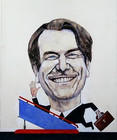 Portrait of Dr. David Owen, illustration for Punch, 1970s from Barry  Fantoni