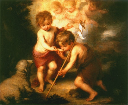 The Christuskind feasts the Johannesknaben from Bartolomé Esteban Perez Murillo
