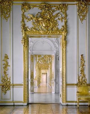 The Golden Suite, an enfilade of carved and gilded portals in the Catherine Palace (photo) from Bartolomeo Franceso Rastrelli