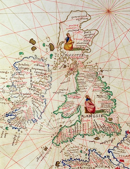 The Kingdoms of England and Scotland, from an Atlas of the World in 33 Maps, Venice, 1st September 1 from Battista Agnese