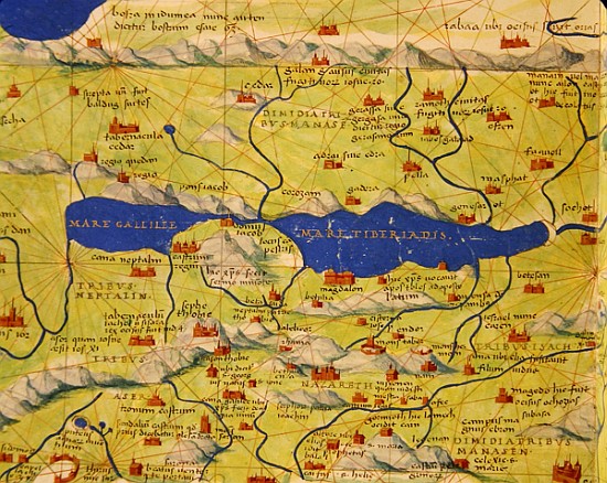 The Sea of Galilee, from an Atlas of the World in 33 Maps, Venice, 1st September 1553(detail from 33 from Battista Agnese
