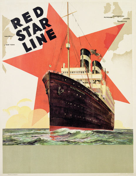Poster advertising the Red Star Line, printed by L. Gaudio, Anvers from Belgian School, (20th century)