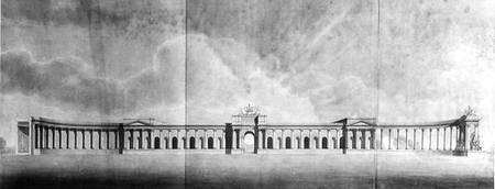 Perspective of Offices seen from the Great Court, 1815 (pen, black from Benjamin Dean Wyatt