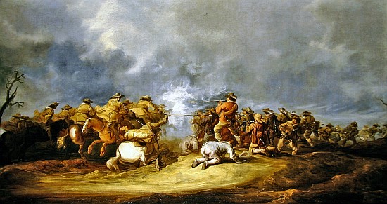 A Calvary Charge: mounted troops attacking a musket block from Benjamin Gerritsz. Cuyp