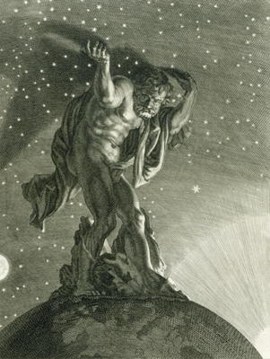 Atlas Supports the Heavens on his Shoulders, 1731 (engraving) from Bernard Picart