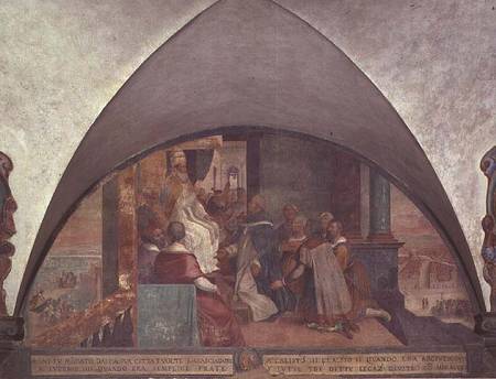St. Antoninus Presents Himself to Pope Eugenius III as an Ambassador, lunette from Bernardino Barbatelli Poccetti