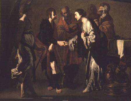 The Betrothal of Tobias from Bernardo Cavallino