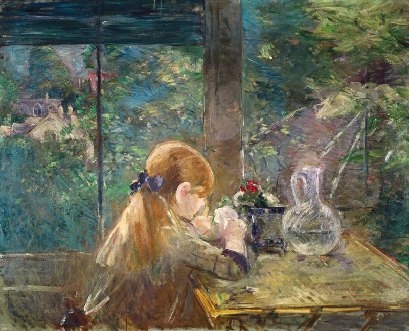 On the veranda. from Berthe Morisot