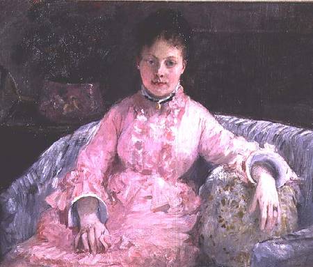 Portrait of a Woman in a pink dress from Berthe Morisot