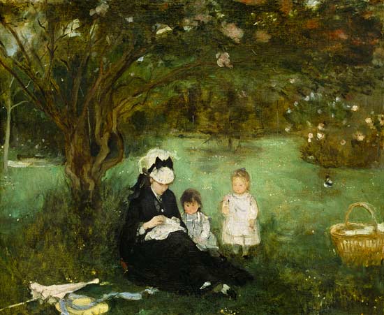 Under lilac in Maurecourt. from Berthe Morisot