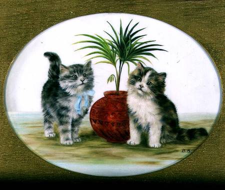 Kittens by a Palm in a Bowl from Betsy Bamber