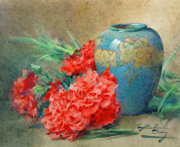 Still Life with Carnations beside a Blue Glazed Vase from Blanche Odin