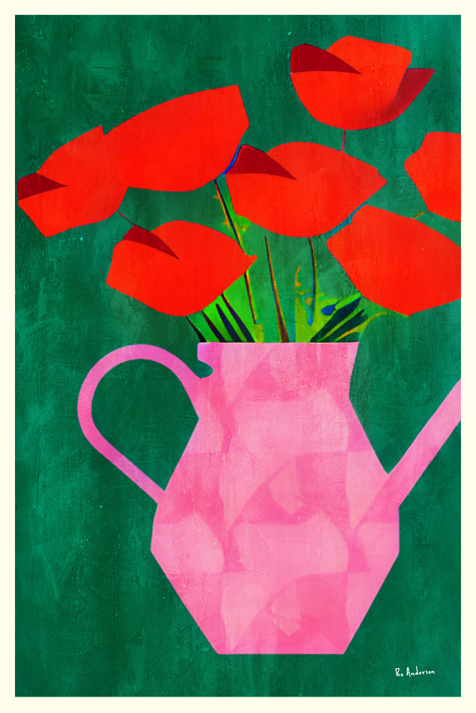 Red Poppies In a Pink Vase from Bo Anderson