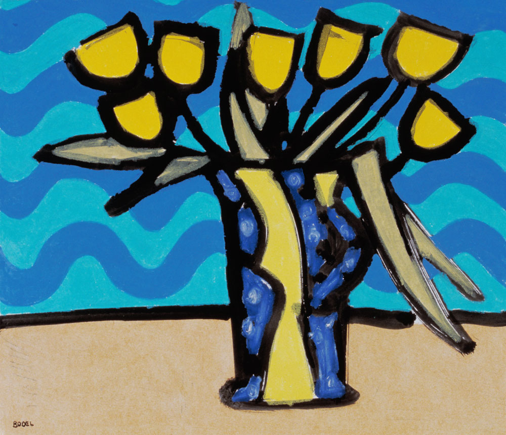 Yellow Tulips, 1996 (oil, pastel and Indian ink on paper)  from Bodel  Rikys