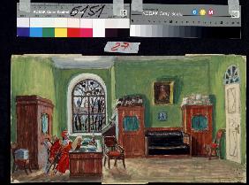 Stage design for the theatre play Pasukhin's death by M.  Saltykow-Schtschedrin