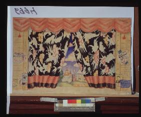 Sketch of curtain for the theatre play The flea by E. Zamyatin