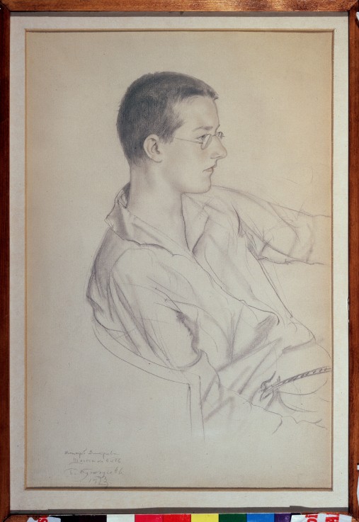 Portrait of the composer Dmitri Shostakovitch (1906-1975) from Boris Michailowitsch Kustodiew