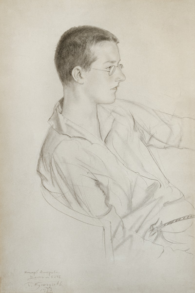 Portrait of Dmitri Dmitrievich Shostakovich (1906-75) from Boris Michailowitsch Kustodiew