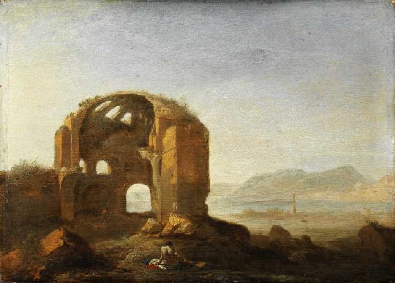 Landschaft mit den Ruinen des Tempels der Minerva Medica. from Breenbergh Bartholomeus