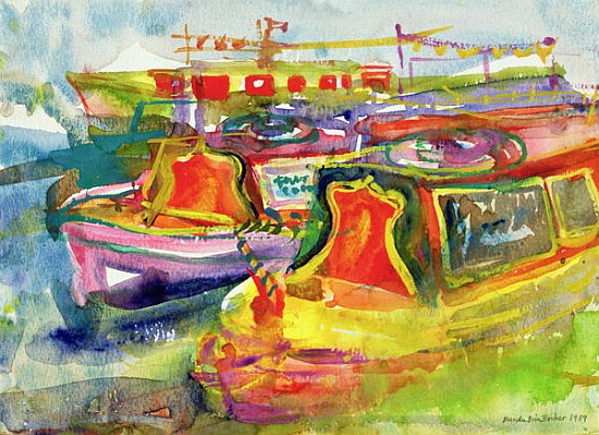 Canal Boats, 1989 (w/c on paper)  from Brenda Brin  Booker