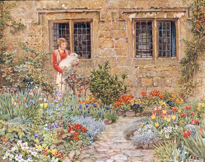 Mother and Child in a Flower Garden from Brickdale Eleanor Fortescue