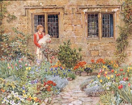 Mother and Child in a Flower Garden