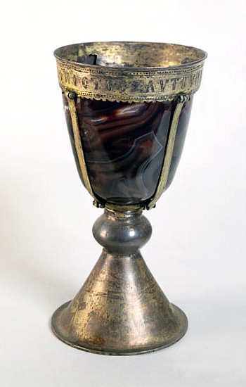 Chalice with jewels and an inscription on the border from Byzantine