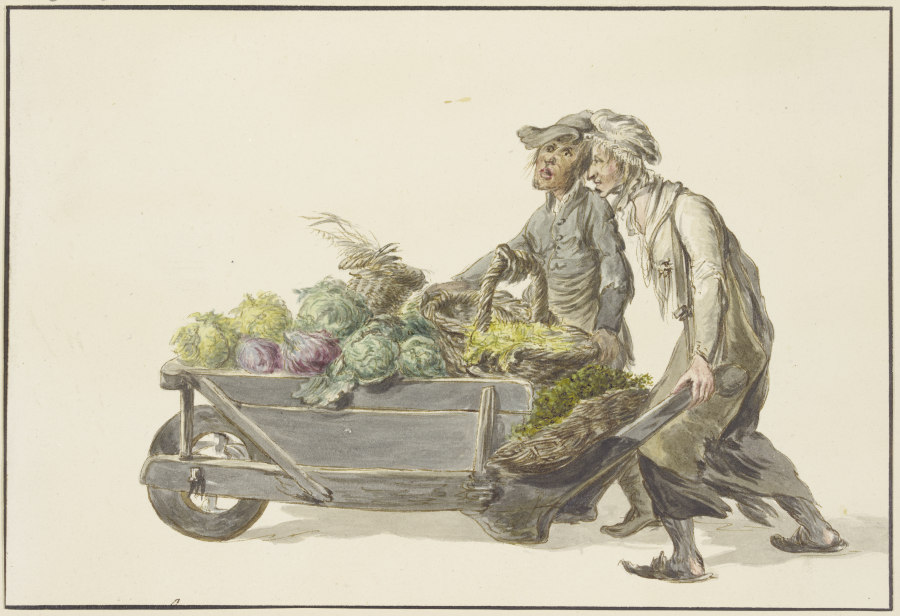 Zwei Gärtner fahren Gemüse auf den Markt from C. H. Meyer