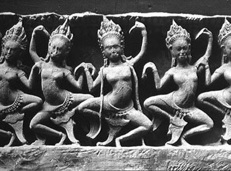 Dancing Apsarasas, detail from a frieze from Cambodian