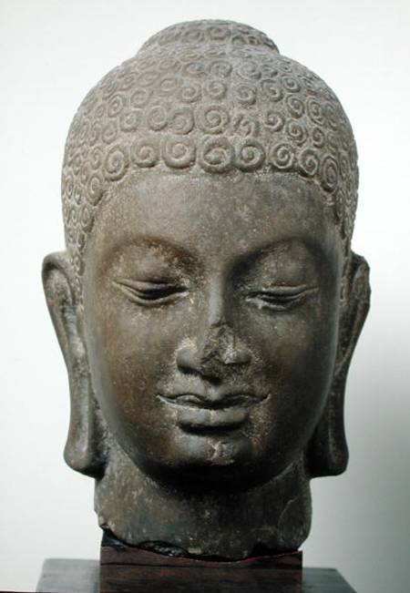 Head of Buddha, from Vat Romlok, Angkot Borei from Cambodian