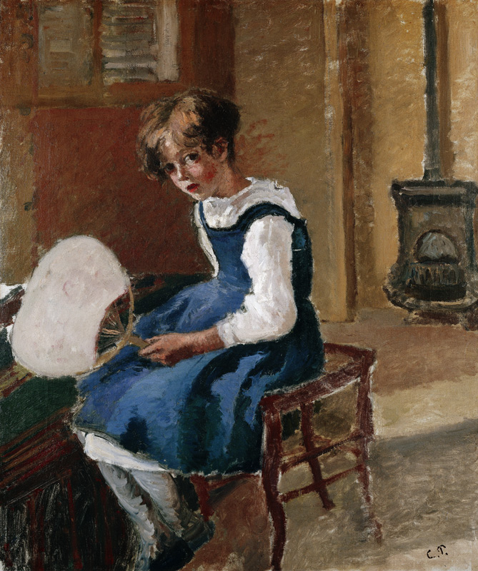 Portrait of Jeanne Holding a Fan from Camille Pissarro