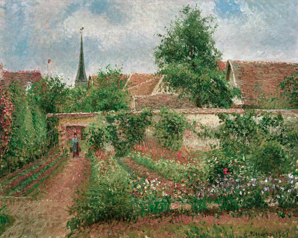 Kitchen garden in Eragny, covered sky, morning from Camille Pissarro