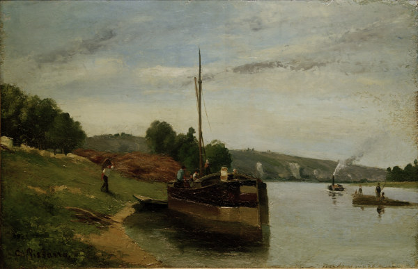 Camille Pissarro,Lastkähne auf der Seine from Camille Pissarro