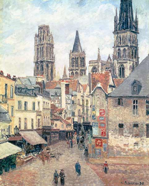 Rue de l'epicerie at Rouen, on a Grey Morning from Camille Pissarro
