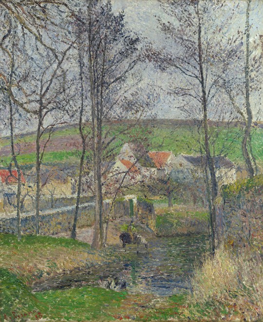 The banks of the Viosne at Osny in grey weather from Camille Pissarro