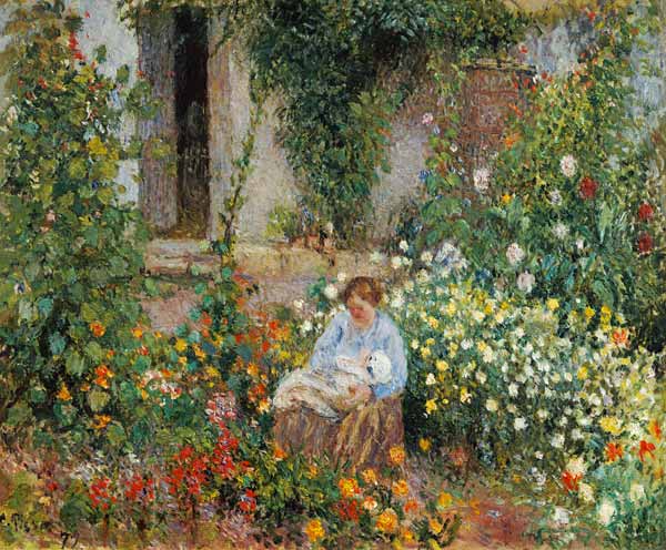 Mother and Child in the Flowers from Camille Pissarro