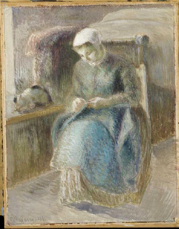Nähende Frau. from Camille Pissarro