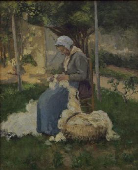 C.Pissarro, Bäuerin beim Wollezupfen