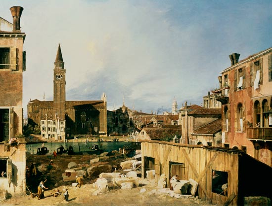 The court the stonemasons from Giovanni Antonio Canal (Canaletto)