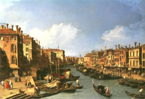 Grand Canal: looking South west from The Rialto bridge to The Palazzo Fosari from Giovanni Antonio Canal (Canaletto)