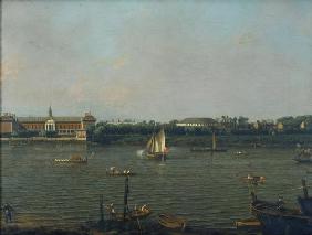 Die Themse mit Chelsea College, Rotunde, und Ranelagh House