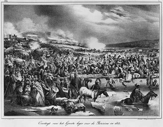 Crossing the Berezina on November 1812; engraved by Desguerrois (19th century) from Carel Christian Anthony Last