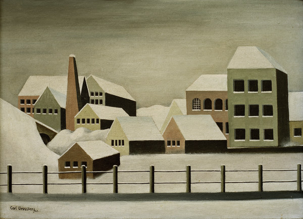 Fabriklandschaft im Schnee, 1923. from Carl Grossberg
