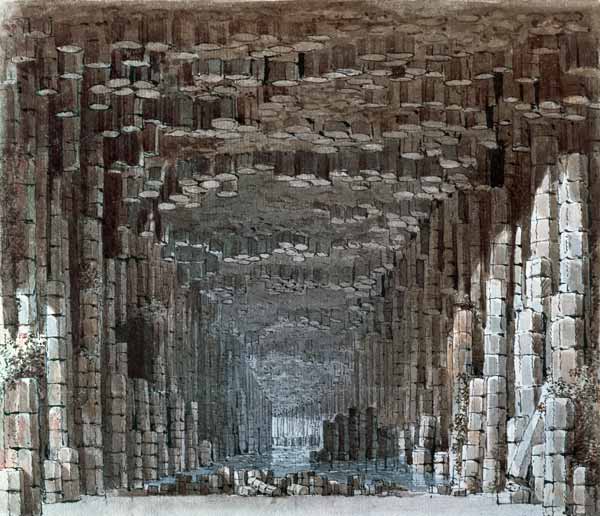 Fingals Cave , Watercolour sketch from Carl Gustav Carus