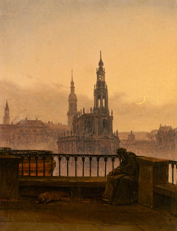 Look at Dresden with crescent moon from Carl Gustav Carus