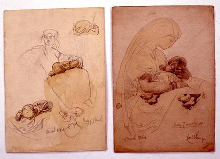 Two studies of a mother and child from Carl Haag