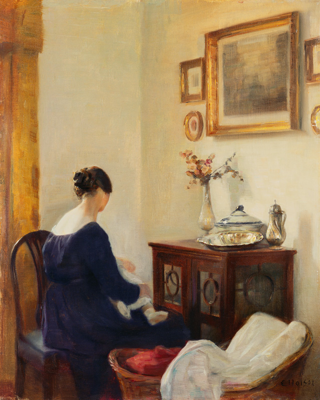 Mother and child in an interior from Carl Holsoe