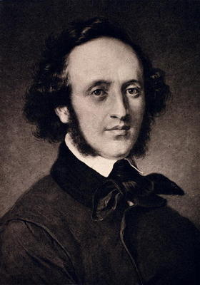 Portrait of Felix Mendelssohn (1809-47) engraved by F. Bruckmann (engraving) from Carl Jaeger